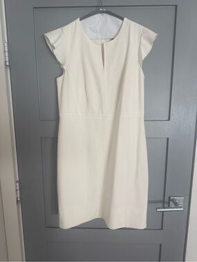 Ann Taylor Cream Cap Sleeve Sheath Dress